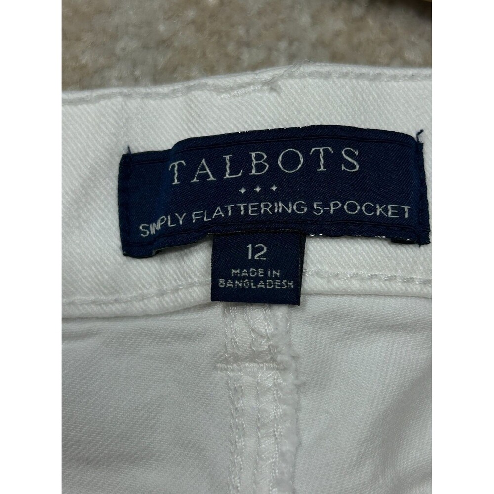 Talbots Ankle Pants Womens 12 White 5 Pocket Stretch Tapered Leg - Picture 8 of 13
